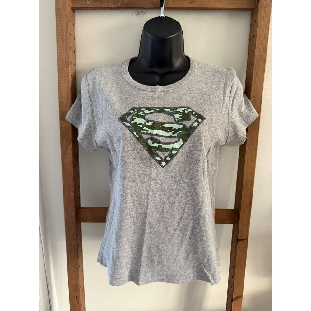 Vintage Y2K Superman Glitter Camo Logo 2001 DC Comic Superman Women's Size Large